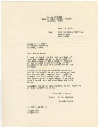 Letter from R. H. Spencer to W. W. Moore, 1931 June 15