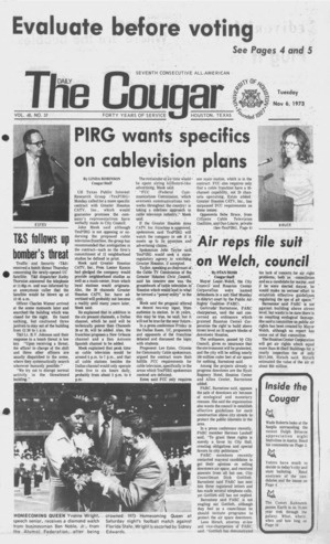 The Daily Cougar. Vol, 40, No. 37, November 6, 1973.