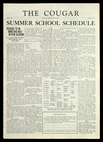 The Cougar, Vol. 1, No. 2, April 30, 1928