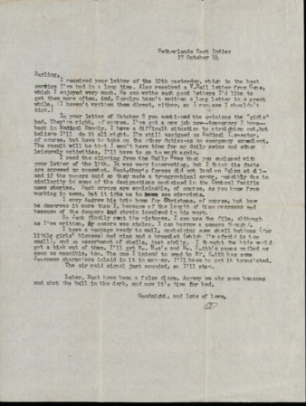 Letter from Capt. O. C. McDavid to Inez McDavid, 1944 October 27