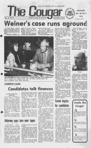 The Daily Cougar. Vol. 40, No. 50, November 30 - December 2, 1973.