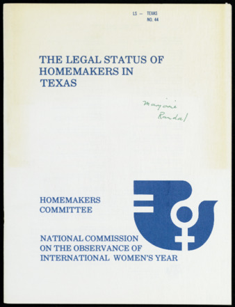 The Legal Status of Homemakers in Texas