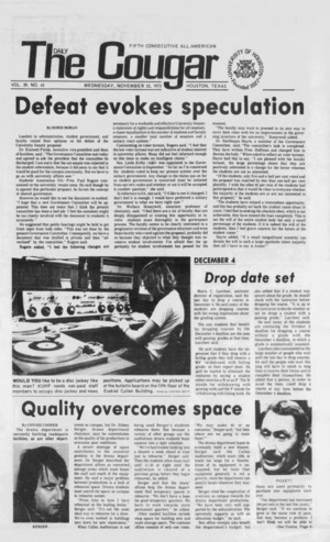 The Daily Cougar. Vol. 39, No. 45, November 22, 1972.