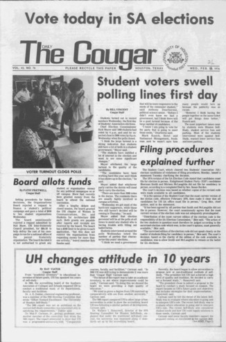 The Daily Cougar. Vol. 42, No. 76, February 26, 1976.