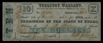 Treasury Warrant for $10 to J. M. Steiner