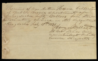 Receipt for a payment to the Texas Army Recruiting Service