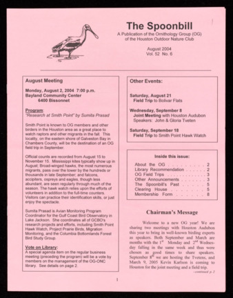The Spoonbill, Vol. [53], No. 6, August 2004