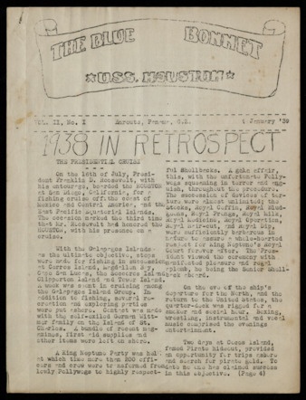 The Blue Bonnet, Vol. 2, No. 1, January 9, 1939