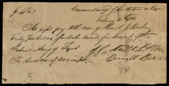 Voucher from James C. Neill to Thomas J. Dosher for fighting for the Federal Army of Texas