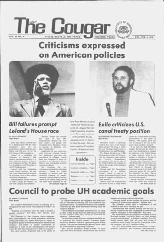 The Daily Cougar. Vol. 44, No. 69, February 3, 1978.