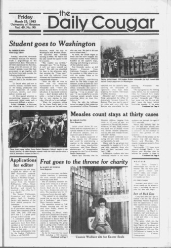 The Daily Cougar. Vol. 49, No. 90, March 25, 1983.
