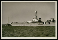 USS Houston (CA-30) passing San Jacinto Monument and Battleground