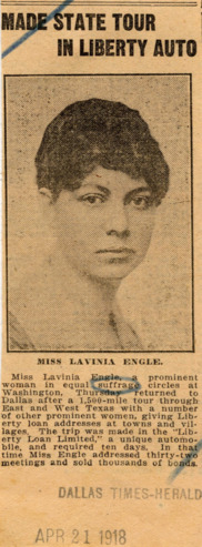 Miss Lavinia Engle Made State Tour in Liberty Auto