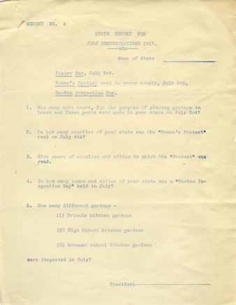 Report No. 5, State Report for July Demonstrations 1917