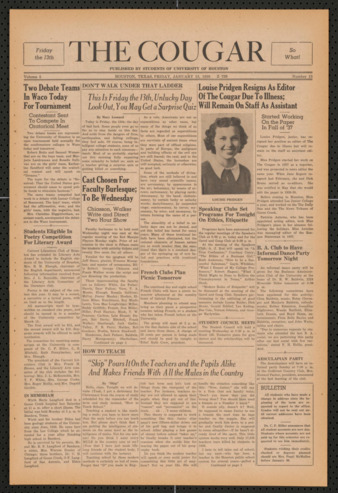The Cougar, Vol. 5, No. 13, January 13, 1939
