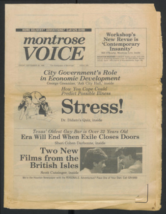 Montrose Voice, No. 309, September 26, 1986