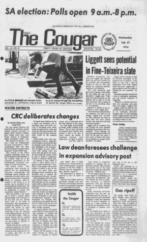 The Daily Cougar. Vol. 40, No. 81, February 27, 1974.