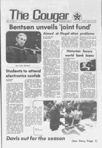 The Daily Cougar. Vol. 44, No. 14, September 20, 1977.