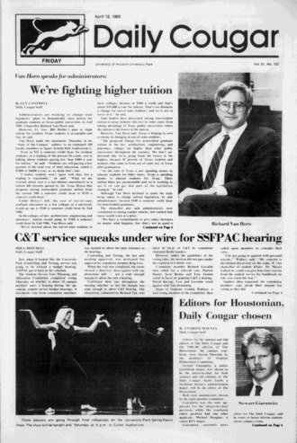 The Daily Cougar. Vol. 51, No. 102, April 12, 1985.
