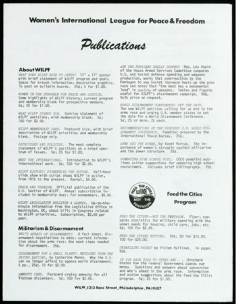 Women's International League for Peace & Freedom Publications