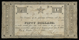 Republic of Texas promissory note for $50