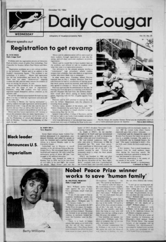 The Daily Cougar. Vol. 51, No. 25, October 10, 1984.