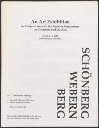 Schönberg, Webern, Berg exhibit catalog