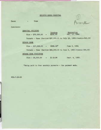 Houston Negro Hospital insurance policy