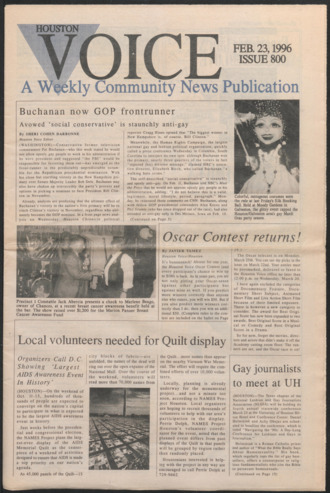 Houston Voice, No. 800, February 23, 1996