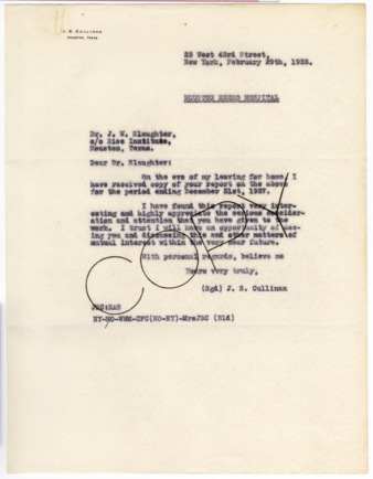 Letter from J. S. Cullinan to J. W. Slaughter, 1928 February 29