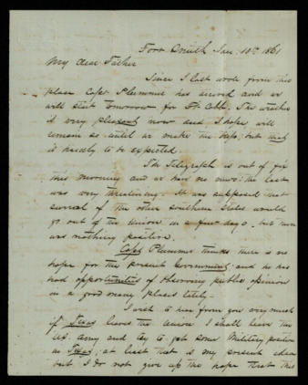 Letter from William E. Burnet to his father regarding updates from Fort Smith