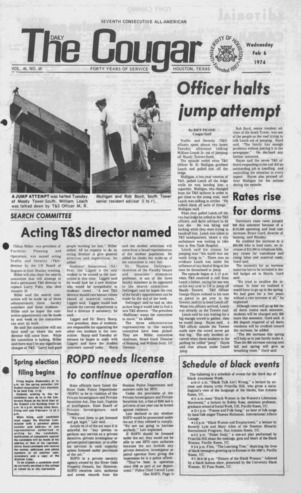 The Daily Cougar. Vol. 40, No. 69, February 6, 1974.
