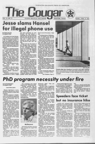 The Daily Cougar. Vol. [43], No. 73, February 17, 1977.