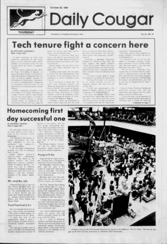 The Daily Cougar. Vol. 51, No. 34, October 25, 1984.
