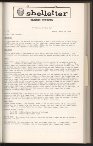 Shelletter, No. 92, March 18, 1963