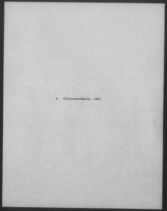 Mary Myart Malott Correspondence, 1981