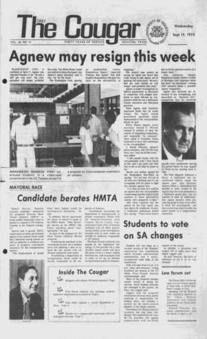 The Daily Cougar. Vol. 40, No. 10, September 19, 1973.