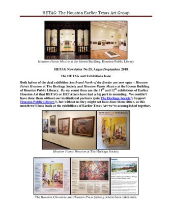 HETAG: The Houston Earlier Texas Art Group Newsletter, No. 25, August-September 2018