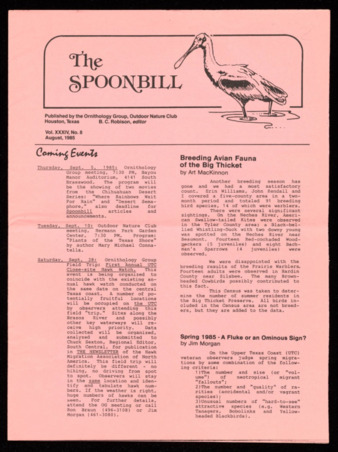 The Spoonbill, Vol. 34, No. 8, August 1985