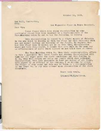 Letter from M. J. Sullivan to Don Hall, 1926 October 12