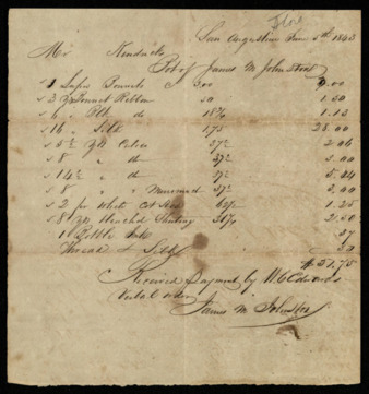 Bill from James M. Johnston to Mr. Kendricks