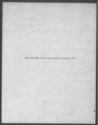 Texas Project Oral History, Nina J. Cullinan with Susan Bodin, transcript