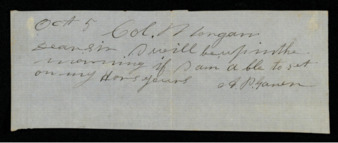 Letter from A. P. Ganen to James P. Morgan regarding a meeting in the morning if he is able to "set" on his horse