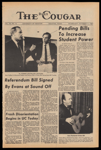 The Daily Cougar. Vol. 34, No. 15, October 11, 1967.