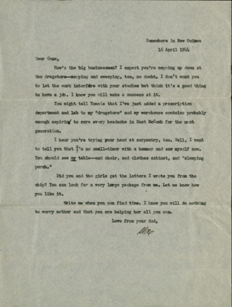 Letter from Capt. O. C. McDavid to Gene McDavid, 1944 April 16