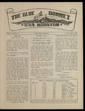 The Blue Bonnet, Vol. 1, No. 7, November 19, 1938