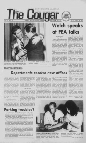 The Daily Cougar. Vol. 41, No. 10, September 18, 1974.