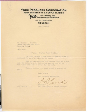 Letter from S. R. Leach to Maurice J. Sullivan, 1926 July 19