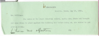 Memorandum from WTS to Mr. Cullinan, 1928 May 15