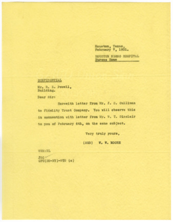 Letter from W. W. Moore to R. E. Powell, 1931 February 7